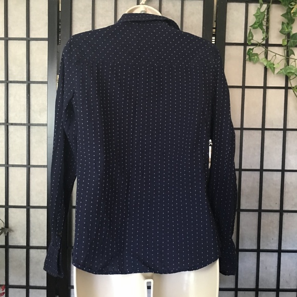 Merona womens dotted blue polo button up size S/P - Picture 4 of 5